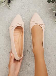 SHUZIA Women's Casual PU Charming Daily Wear Pointed Toe Ballet Flats - Apricot - View 3