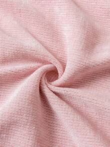 女婴简约花卉蕾丝羊毛连体睡衣套装，甜美时尚，适合秋冬 - 粉色 - 查看 3