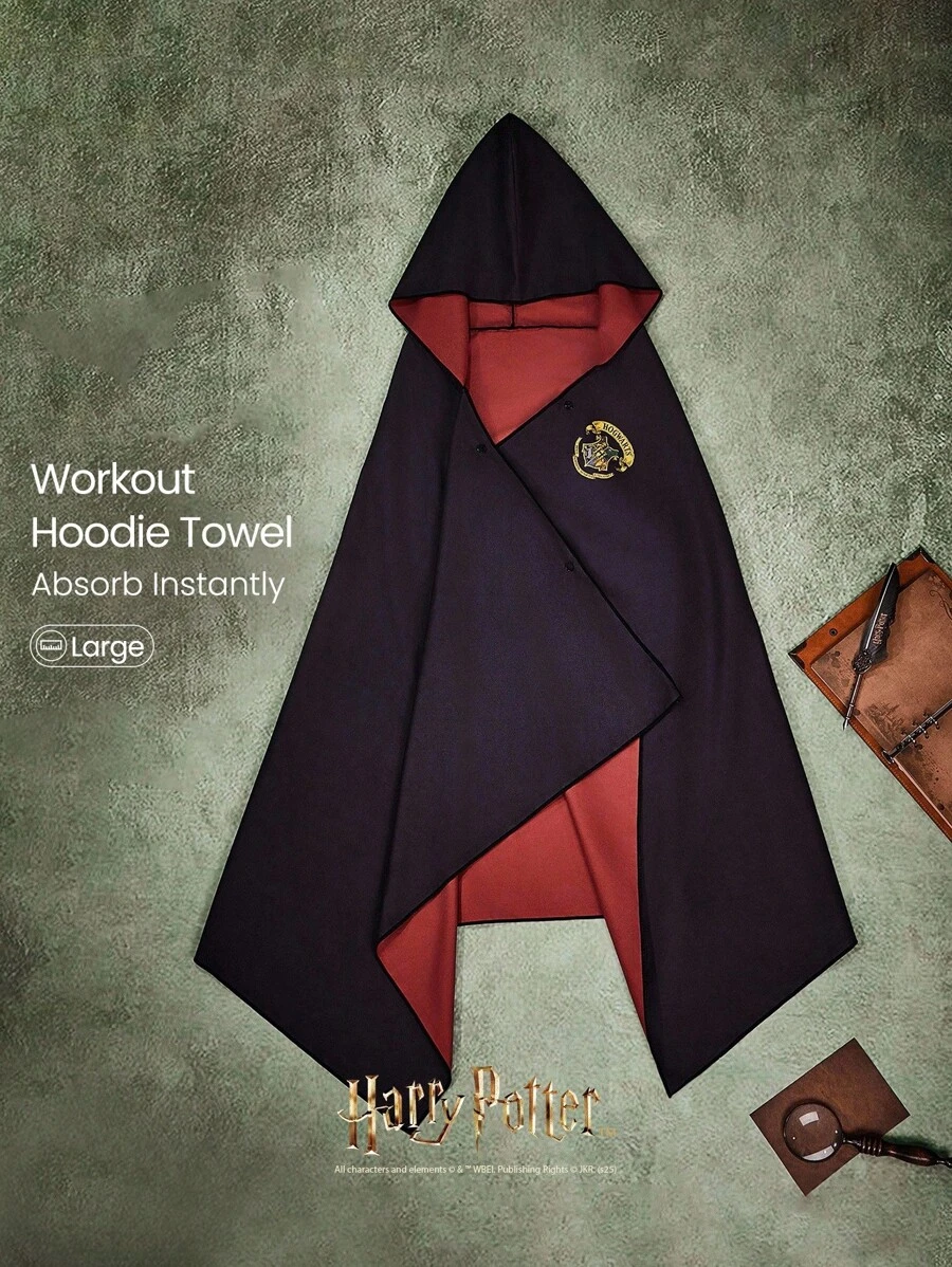 GLOWMODE X Harry Potter Sweat-Wicking Quick-Dry Foldable Hooded Bath Towel Gym Studio Training Daily Active - Black - View 1