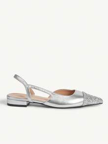CUCCOO CHICEST Women's Pointed Toe Flats With Glitter Patchwork And Cutout Design, Elegant Luxury Fashion Slip-On Shoes For Dress, Tea Party, Date, Work, Halloween, Christmas, Thanksgiving, Versatile - Silver - View 9