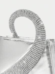 SHECARRY Fashionable Elegant Crystal Decorated Evening Handbag - Silver - View 5
