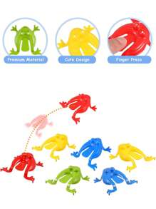 MINKOJA 20pcs/40pcs Plastic Jumping Frogs, Finger Pressing Bouncing Frog Toy With Bucket For Kids Easter Birthdays Party Favors, Mixed Color ( No Bucket) - Multicolor - View 6