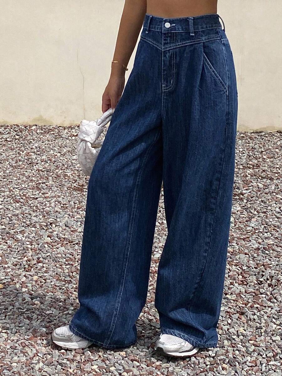 Livesso Jeans anchos y sueltos de estilo casual para mujer