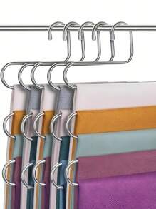 不锈钢裤架 | 节省空间的多层牛仔裤和长裤收纳架，抛光表面，壁橱收纳解决方案，打造整洁的衣柜（5 层） - 彩色 - 查看 6