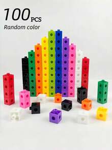 MINKOJA 100PCS/Set Of Multi-Color ABS Variable Blocks, Random Colors, Preschool Education Stacking Block Toys, Montessori Math Manipulation, Counting And Sorting, Family Games, Room Decoration, Climbing Blocks, Building Blocks, Mini Blocks, Building Blocks Number Blocks, Blocks - Multicolor - View 1
