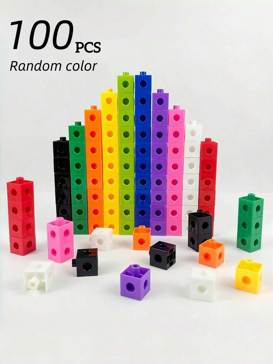 MINKOJA 100PCS/Set Of Multi-Color ABS Variable Blocks, Random Colors, Preschool Education Stacking Block Toys, Montessori Math Manipulation, Counting And Sorting, Family Games, Room Decoration, Climbing Blocks, Building Blocks, Mini Blocks, Building Blocks Number Blocks, Blocks - Multicolor - View 1
