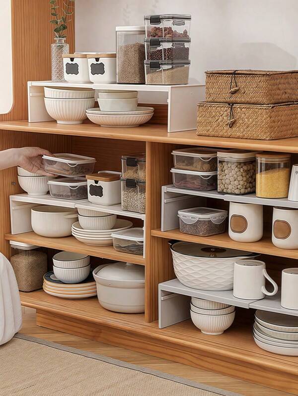 SHEIN 1pc/Expandable Kitchen Storage, Countertop Spice Rack,Under Sink Cabinet Organiser, Adjustable Stackable Dividers For Spice Bottles, Cutlery And Kitchen Utensils To Keep The Cooktop Clean And Tidy., Home Decoration, Christmas Gifts, Home Gifts, Room Decoration