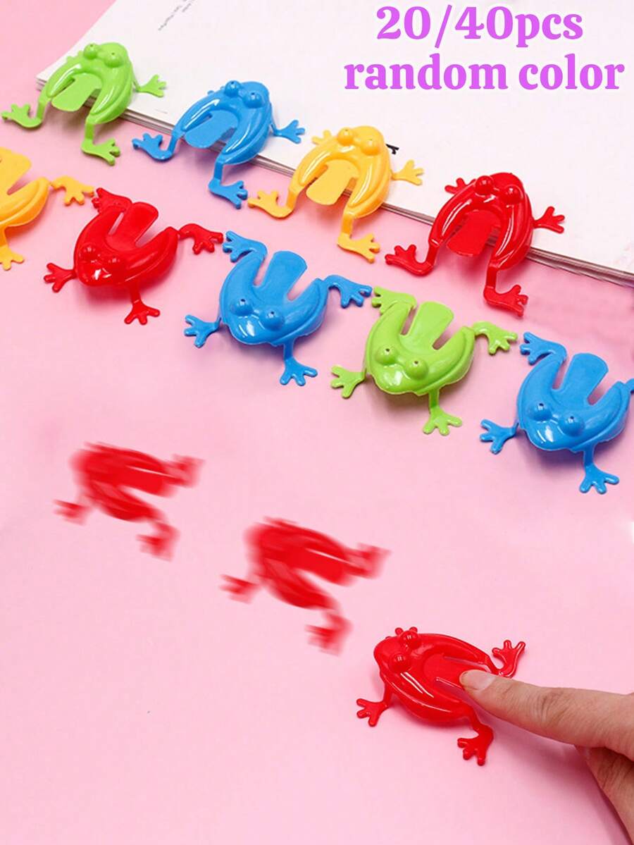 MINKOJA 20pcs/40pcs Plastic Jumping Frogs, Finger Pressing Bouncing Frog Toy With Bucket For Kids Easter Birthdays Party Favors, Mixed Color ( No Bucket) - Multicolor - View 1