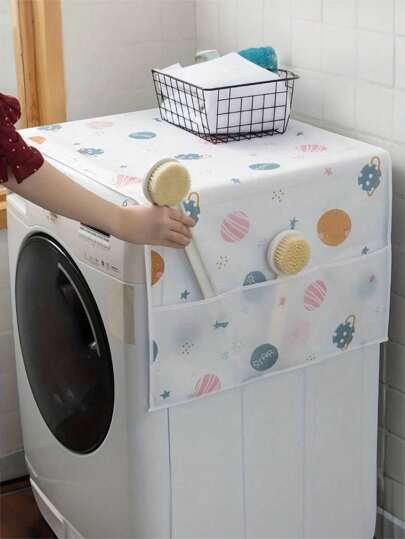 SHEIN 1 Piece Of Refrigerator Dust Cover, Multifunctional Waterproof Storage Hanging Bag Dustproof Cloth, Household Refrigerator And Washing Machine Cover Top Cover, Simple And Fashionable Shape, High-End Fabrics, Elegant Colors, Multi-Purpose Cover, Waterproof And Anti-Fouling, Pocket Design On Both Sides, For Back To School,Office,Household,Travel,Bag,Organizer,Storage