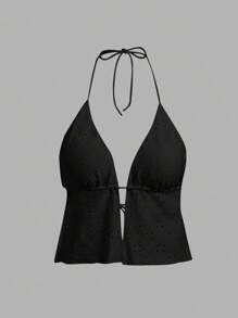 SHEIN ICON 女士休闲性感露背系带吊带背心，适合夏季，Y2K 风格 - 黑色 - 查看 6