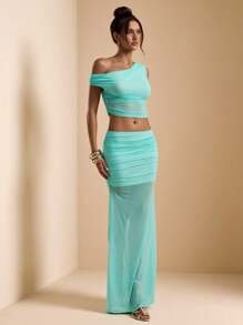 SHEIN BAE Women Two Pieces Outfits For Daily Wear - Mint Green - View 5