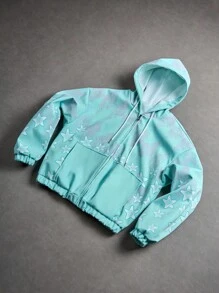 Manfinity EMRG 撞色星星图案男士连帽夹克 - 藍色 - 查看 8