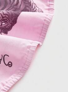 ROMWE Grunge Punk Y2K Retro Sexy Tiger & Leopard Print Women Tube Top/Bandeau - Pink - View 4