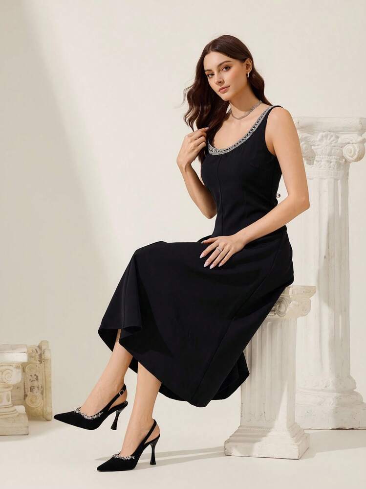 CUCCOO CHICEST أحذية كعب عالي مزينة بالراين ستون ذات رؤوس مدببة للنساء، أنيقة فاخرة رومانسية جذابة بتصميم جوتيك من الجلد الأسود الحريري، مناسبة للفساتين الرسمية، حفلات الزفاف، الحفلات المسائية، عشاء المواعدة، الحفلات، مناسبة للزفاف، السهرات الراقية، عيد الهالوين، عيد الميلاد، - الأسود - مشاهدة 7