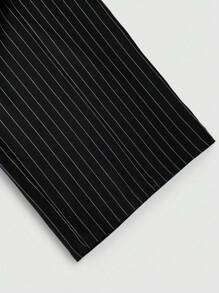 Selianne Women's Elegant Commuter Daily European And American Style Striped Fabric 2 In 1 Exaggerated Metal Buckle Decor Side Zipper Easy On/Off Casual Versatile Design, Suitable For Casual, Gathering, Commuting And Other Occasions In Spring And Autumn Fall Cloth For Women - Black - View 5