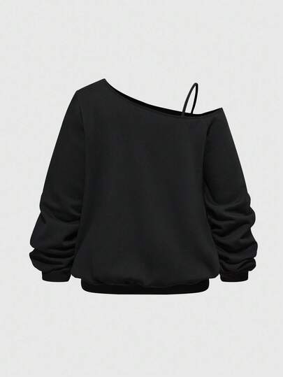Goth Dark Gothic Snake & Plant Print Loose Fit Plus Size Fleece Sweatshirt