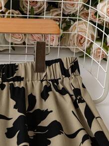 EMERY ROSE Váy suông hở lưng co giãn họa tiết hoa giản dị cỡ lớn cho nữ, mùa xuân/hè - Màu Khaki - Xem 5