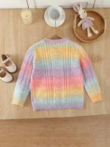 Cardigan lavorato a maglia a colori arcobaleno per ragazze, maglione a maniche lunghe con collo tondo, versatile, elegante, alla moda, confortevole, adatto per la scuola, l'uso quotidiano, la casa, l'esterno, i viaggi, in autunno/inverno