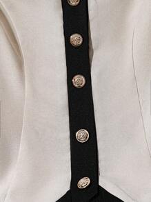 Franclia Women's Contrast Color Professional Suit, New Summer Office Commuter High-End Slim Fit Blazer Suit Set, 2 Pieces Women Two Piece Pant Set Wide Leg Pants Set Casual Outfits Spring Clothes For University - Multicolor - View 6