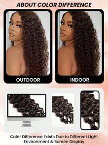 Boho Braids 1 件水波纹钩针真人发接发无结预分离羽毛真人发棕色 14-20 英寸