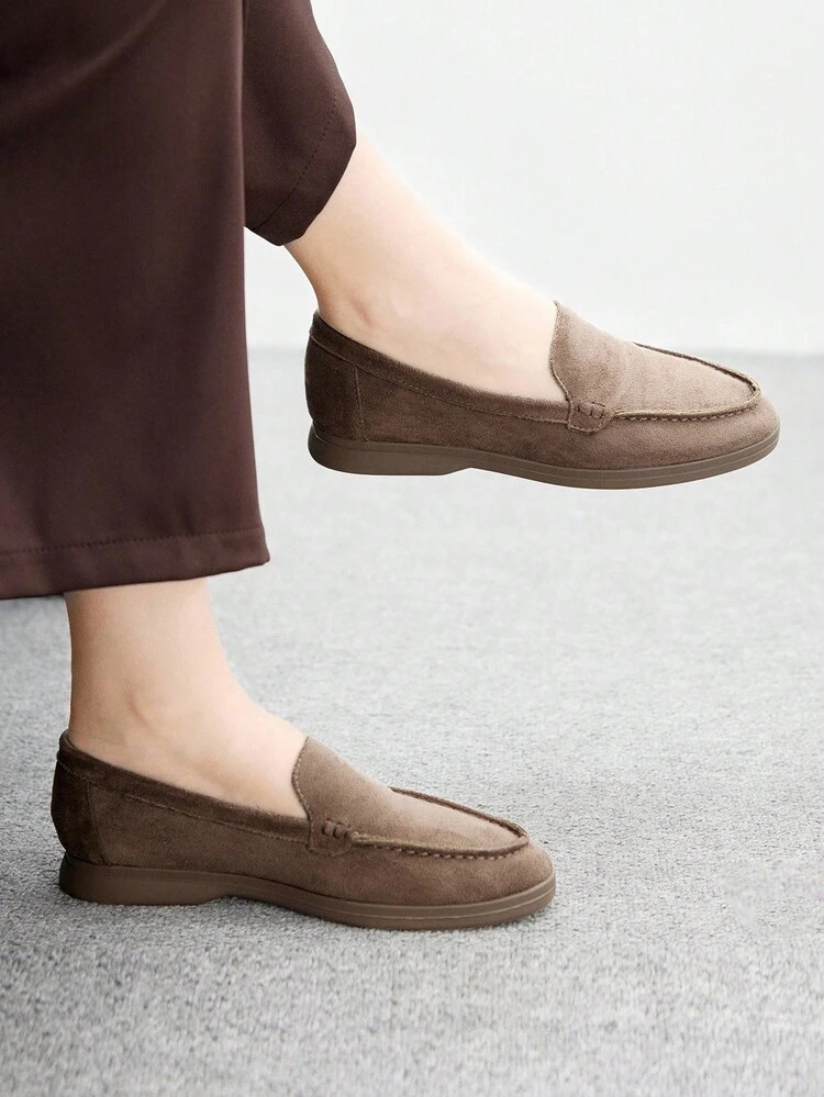 CUCCOO BIZCHIC Women's Fashionable Light Brown Suede Comfortable Casual Loafers, Suitable For Outdoor, Shopping, Work, Daily Wear For Christmas Spring Shoes