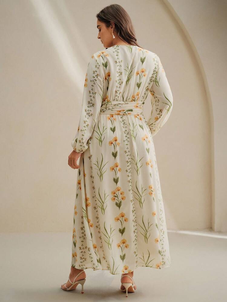 Elegant Floral Flowy Maxi Dress For Vacation, Butter Yellow