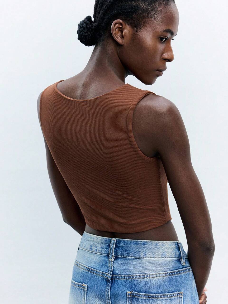 SHEIN Maija Coffee 's Top,Summer Chic Night 2025 Autumn Asymmetric Cut Side Metal Buckle Decor,Vintage Urban Business Casual Office Wear,Wedding Guest