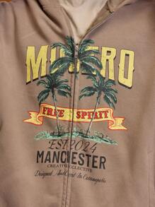 Musero Áo hoodie nam nhuộm màu, kiểu dáng rộng rãi, có khóa kéo, vai rớt, thích hợp cho kỳ nghỉ xuân, du lịch hoặc mặc nhà. - Cà phê nâu - Xem 6