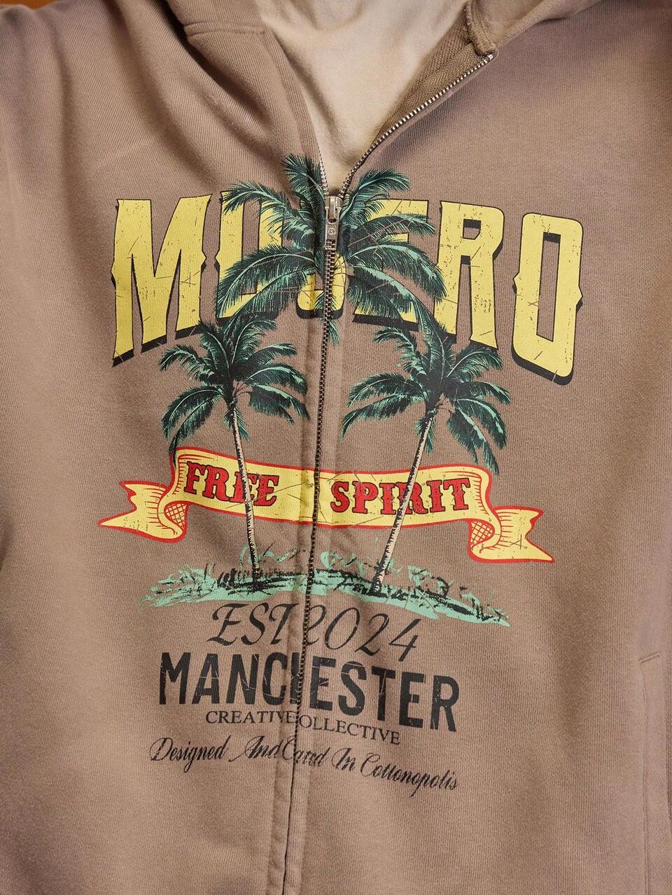 Men Over Dyed Zip Through Drop Shoulder Hoodie Spring Holiday Vacation Lounge