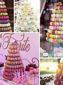 SHEIN 4/6/10 Layer Macaron Tower Cake Display Stand Cupcake Stand Dessert Display Stand For Christening Shower Wedding Christmas Various Holiday Parties - transparent - View 8
