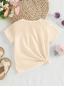 年轻女孩花卉印花宽松圆领短袖休闲T恤，夏季