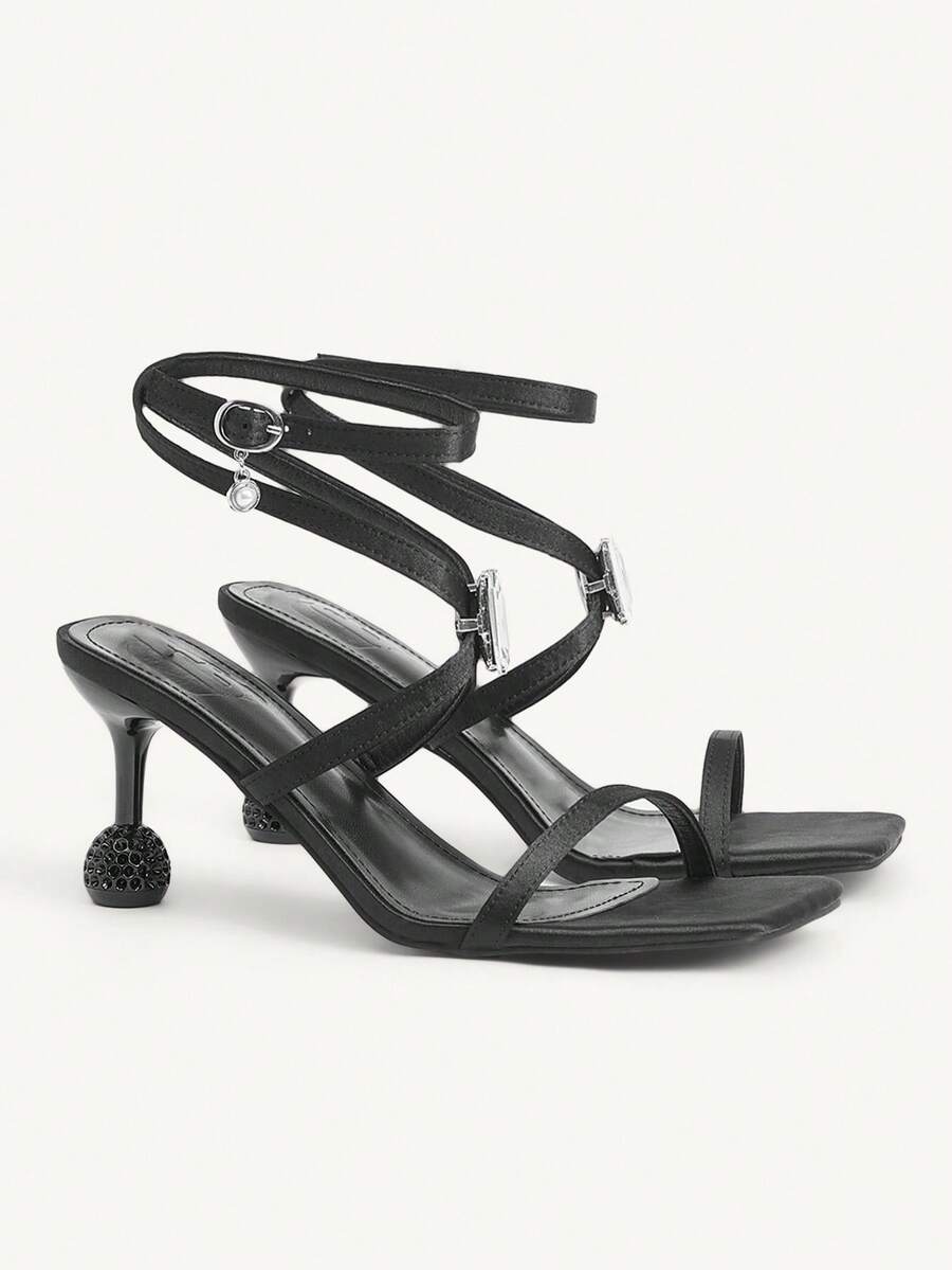 CUCCOO CHICEST Women's Fashion Square Toe High Heel Sandals - Black - View 1