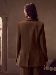 MOTF PREMIUM SACOU ASIMETRIC ELEGANT CU BRODAT PENTRU DAMĂ - cafea maro - Vizualizare 3