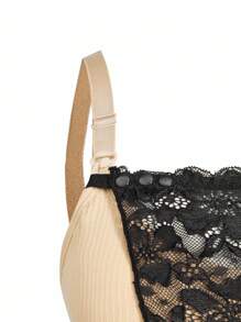 SHEIN إكسسوارات ملابس داخلية من الدانتيل بلون سادة للمرأة مقاسات كبيرة - الأسود - مشاهدة 6