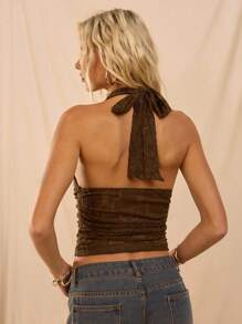 Avantive Summer Women Brown Chic Night Out Fitted Top,Elegant Backless Halter Cowl Neck Clubwear,Vintage Y2k Streetwear,Formal Prom Wedding Guest Party Vest - Army Green - View 2