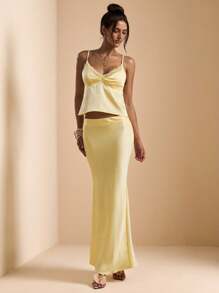 SHEIN BAE Women Two Pieces Outfits For Daily Wear - Yellow - View 3