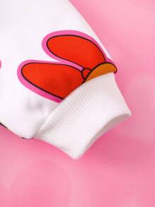 THE POWERPUFF GIRLS X SHEIN Young Girl White Cute Cartoon Blossom, Bubbles, Buttercup And Heart Print Long Sleeve Crew Neck Sweatshirt Fall Winter - White - View 5