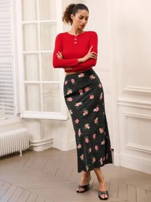 lacRébo Váy Maxi Họa Tiết Hoa Và Chấm Bi Phong Cách Cổ Điển Cho Giáo Viên Trang Phục Công Sở Váy Đi Chơi - Nhiều màu - Xem 1