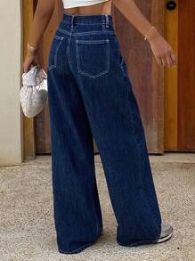 Livesso Jeans anchos y sueltos de estilo casual para mujer