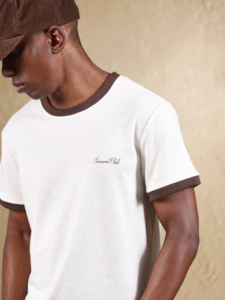 Classic Ringer T Shirt With Small Brand Logo