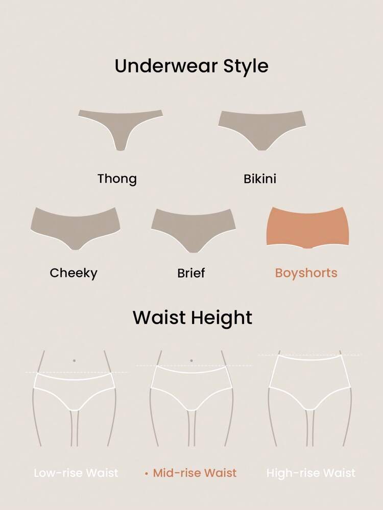 Plus 2-Pack Cotton Mid Waist Boyshorts Women Underwear Panties Set