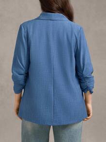 Zelara Große Größen Lässig Pendler einfarbiger geraffter Blazer Herbst Rückkehr zur Schule Old Money Stil Frauen Country Stockholm Stil Bürokleidung für Frauen Ausgehen Oberteile Frauen Herbst Winter Homecoming 2000er Jahre Stil Old Money Stil Tulum Lehrerin Winterjacke Frauen Winter Rückkehr zur Schule Business Lässig Frau Ausgehen - Blau - Übersicht 2