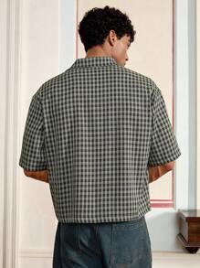 SWAVVY Men's Casual Plaid & English Letter Print Shirt, Summer - Multicolor - View 2
