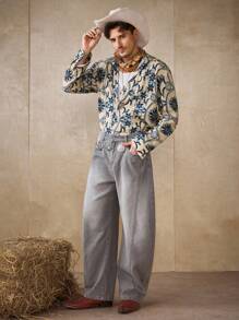 RivetRise Men's Grey Mature Casual Curved Knife Jeans - Grey - View 3