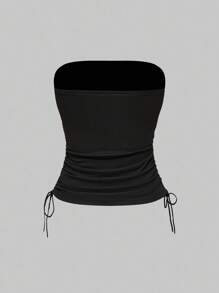 ROMWE 3 chiếc áo hai dây ngắn in khẩu hiệu Y2K Babe đính đá và chữ thập anh đào có dây rút ở eo - Nhiều màu - Xem 8