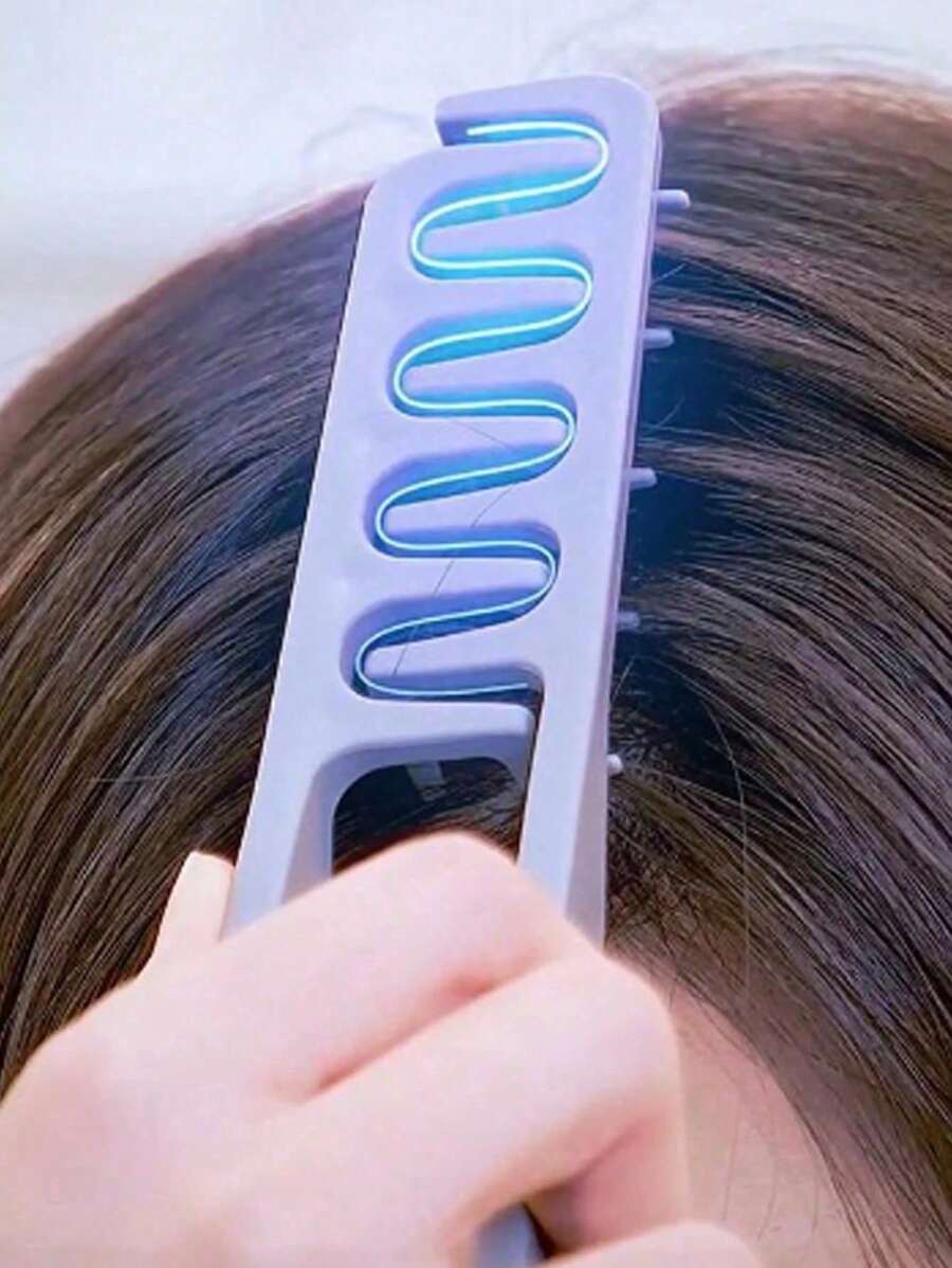 SHEIN 1PC Volumizing Wide-Tooth Comb For Men & Women – Fluffy Hair Styling Comb With Textured Grip, Detangling & Styling Tool For All Hair Types – Thick, Curly, Wavy & Natural Hair – ABS Plastic Lightweight Comb For Home & Travel Use – Hair Care Essential - Multicolor - View 1
