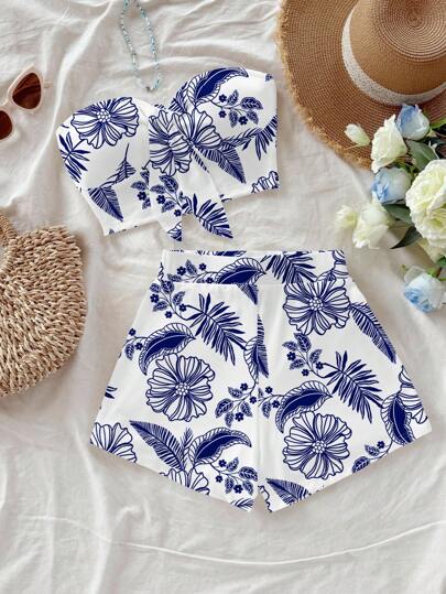 Soleia Women Two Pieces Outfits For Daily Wear Suitable For Going Out Two Piece Set Women Vacation Tropical Two Piece Set Beach Two Piece Set Summer Two Piece Sets Floral Two Piece Set Two Piece Short Set Back To School, Back To School Season, Graduation Season