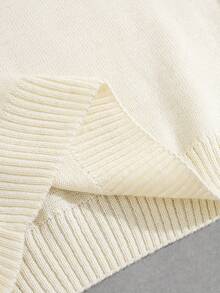 EURMUSE Men Rib Knit Crew Neck High Quality Regular Sweater - Beige - View 5