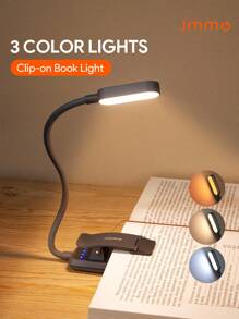 JMMO Book Light 16 LED Beads Rechargeable For Reading In Bed With Eye Caring 3 Color Temperatures,Stepless Dimming Brightness,Clip On Light For Book Lovers - Black - View 1