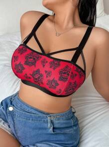 SHEIN Plus Size Comfortable Wireless Bralette, Suitable For Music Festivals And Beer Festivals - Burgundy - View 6